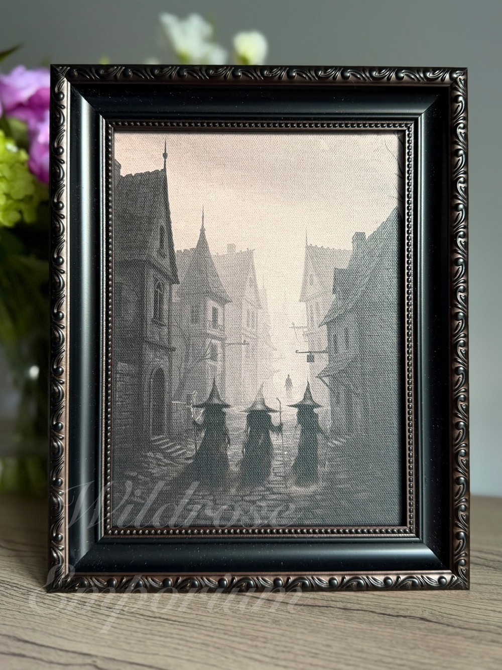 Spooky witch spooky town Halloween decor wall art viral vintage style frame